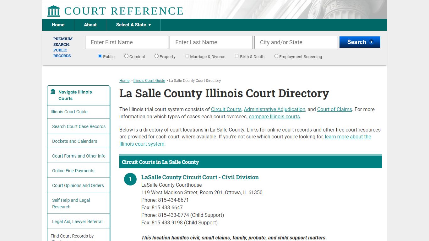 La Salle County Illinois Court Directory | CourtReference.com